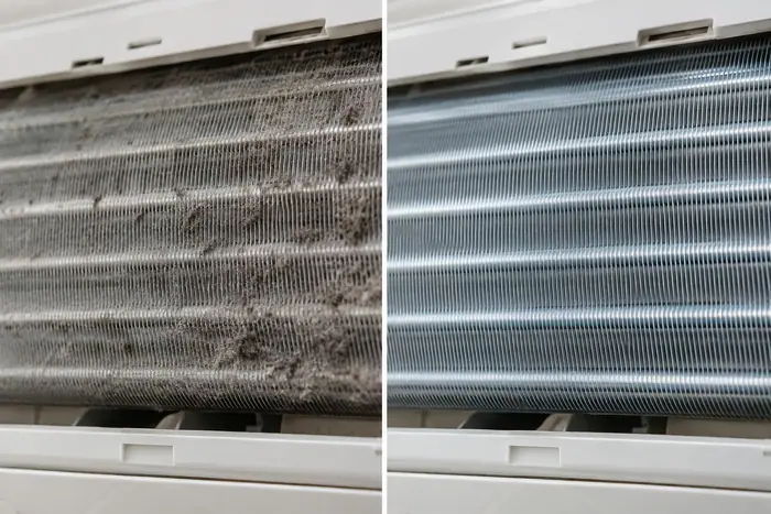 Evaporator inainte si dupa, doua cadre