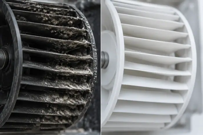 Turbina inainte si dupa, macro