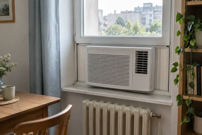 Aparat de fereastra vazut din interior
