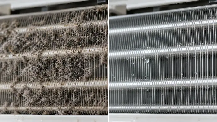 Evaporator inainte si dupa, macro