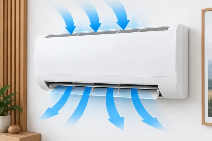 Filtrul amplasat pe admisia unitatii interioare