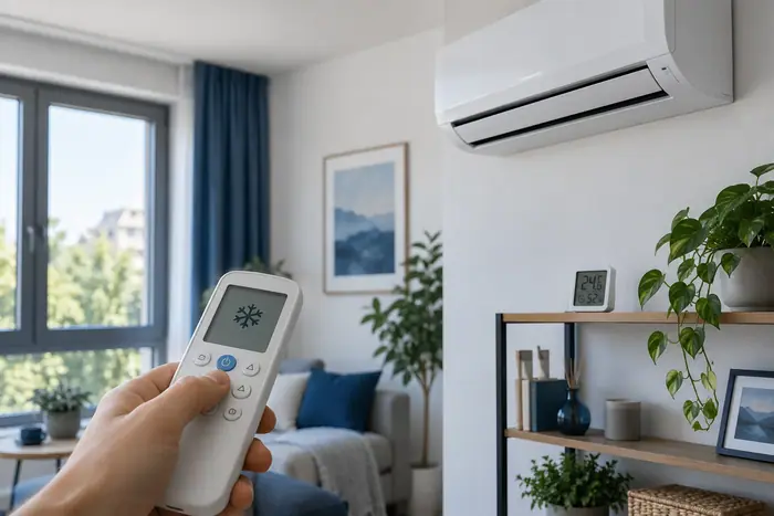 Setarea telecomenzii si temperatura camerei observate separat
