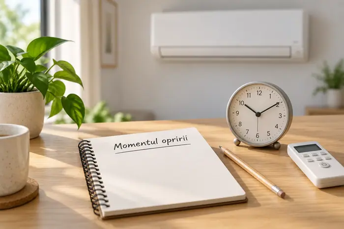 Momentul opririi notat in descriere