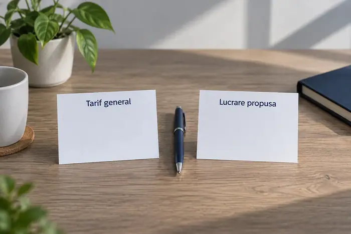 Tarif general si lucrare concreta discutate separat