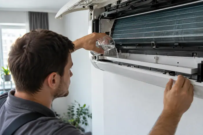 Lamelele evaporatorului inspectate inainte de curatare