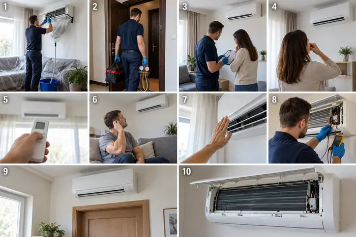 Etapele unei interventii la aerul conditionat, in imagini