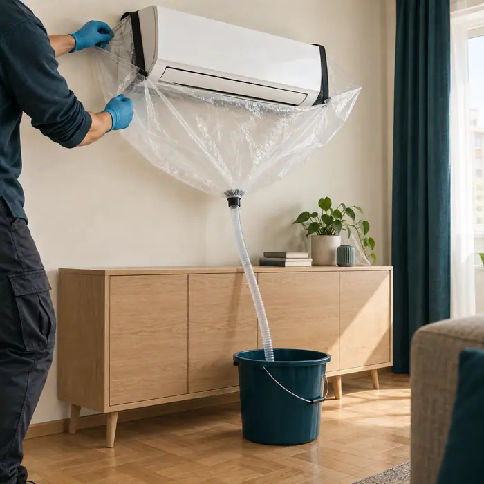 Husa de colectare prinsa sub aparatul de aer conditionat