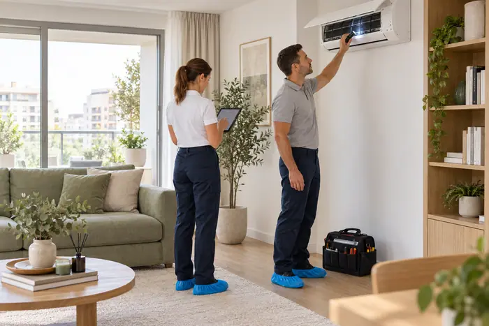 Inspectie aer conditionat intr-un apartament modern