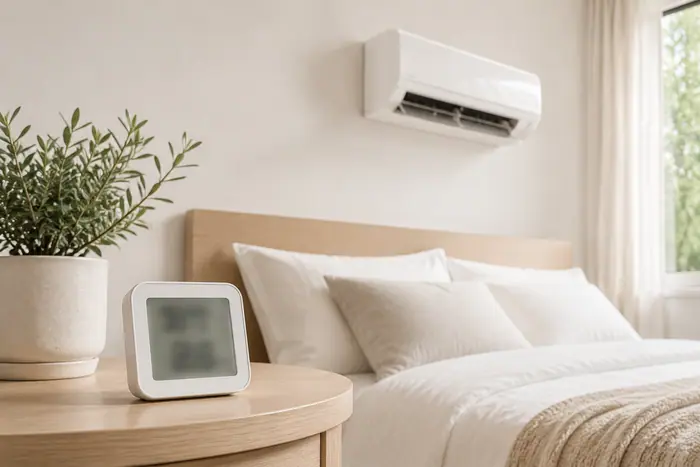 Dormitor elegant cu termohigrometru neclar
