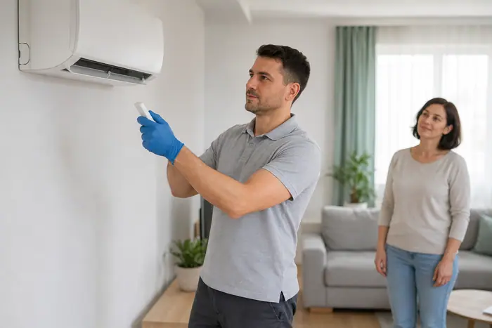Tehnicianul porneste aerul conditionat